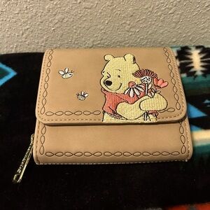 Loungefly Disney Winnie the Pooh Floral Brown Wallet. EUC.